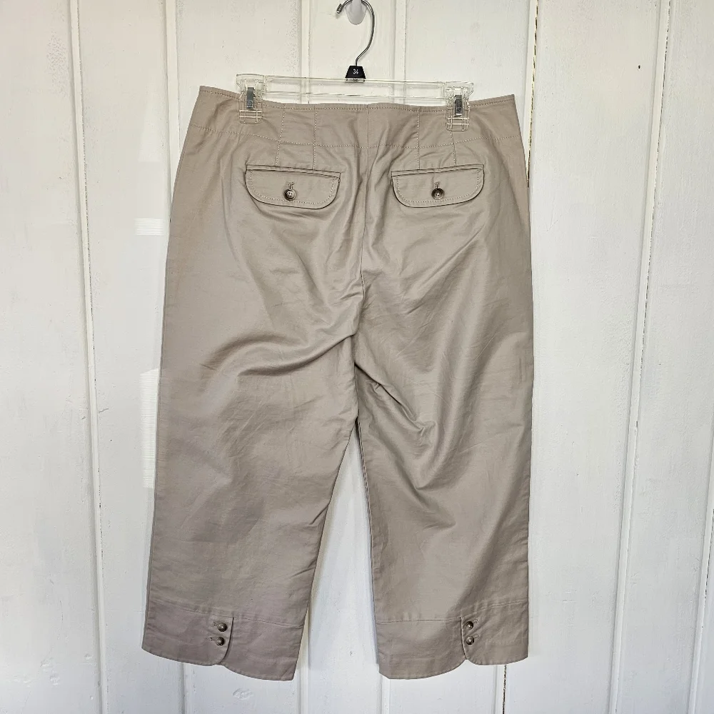 Ann Taylor Margot Khaki Wide Leg Capri Pants sz 10 - Picture 8 of 9